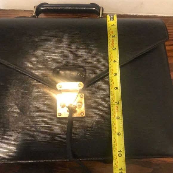 LOUIS VUITTON Black EPI Leather Serviette Ambassador Briefcase Tote Bag & Key - Picture 14 of 17